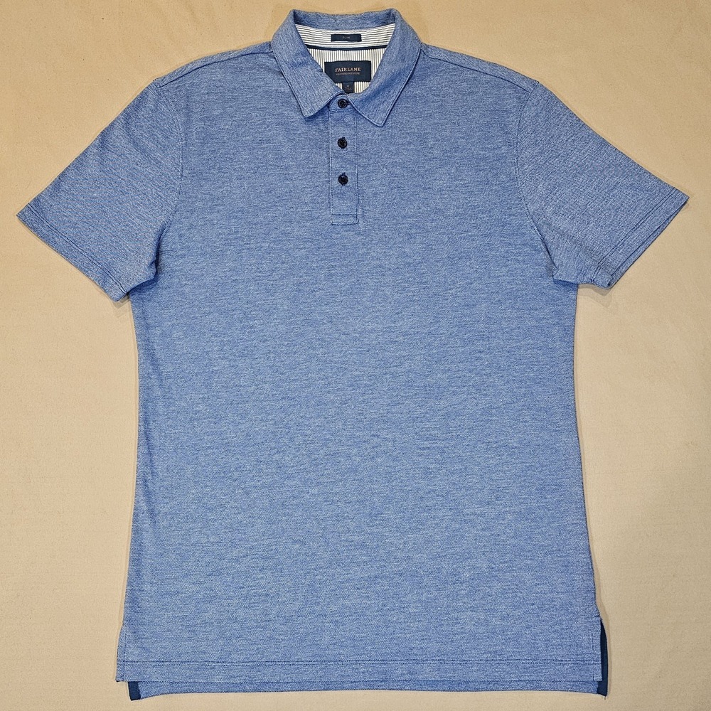 Fairlane Polo Shirt Adult 1/4 Button Blue‎ Performance Slim Golf Outdoor Medium